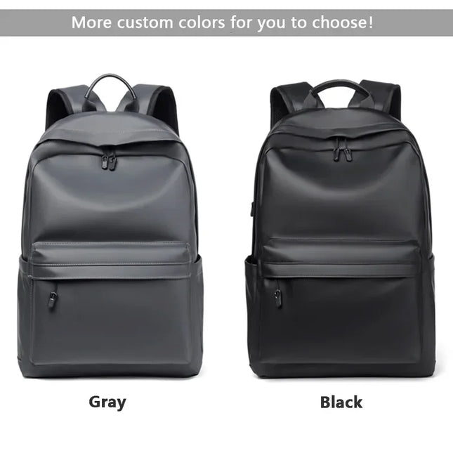 Schwarzer Lederrucksack für Herren | Laptop & Schule