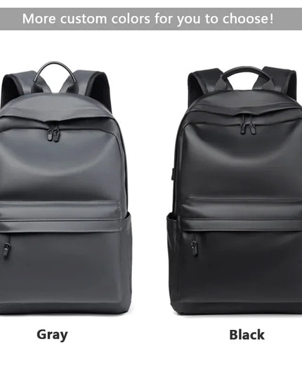Schwarzer Lederrucksack für Herren & Teenager mit Laptopfach 15.6 Zoll