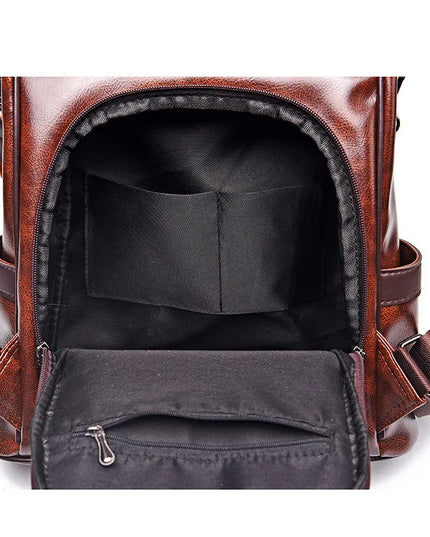 Vintage Leder Rucksack Damen – Schultertasche mit Diebstahlschutz