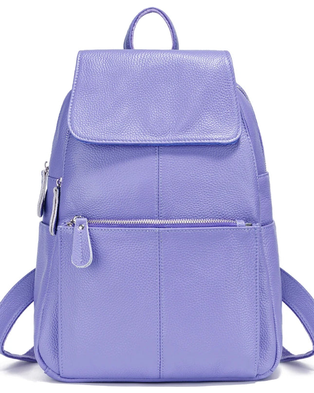 Stilvoller Damen Lederrucksack Schwarz-Weiß – Diebstahlsicher