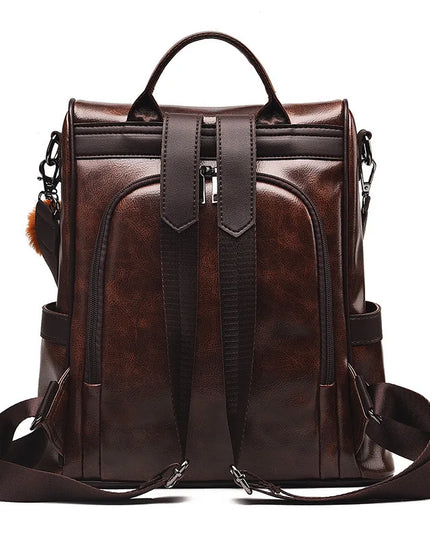 Vintage Leder Rucksack Damen – Schultertasche mit Diebstahlschutz