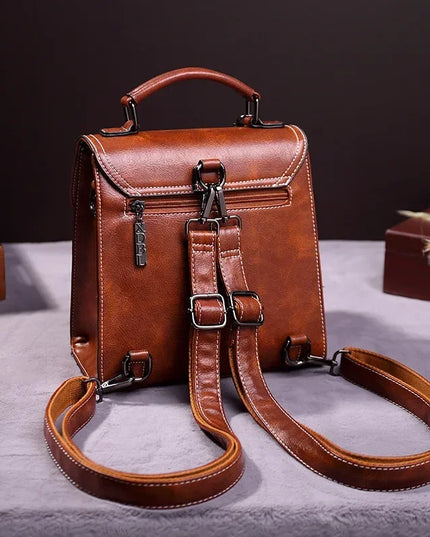 Kleiner Leder Rucksack Damen – Vintage Stil, Wasserfest, Braun & Schwarz