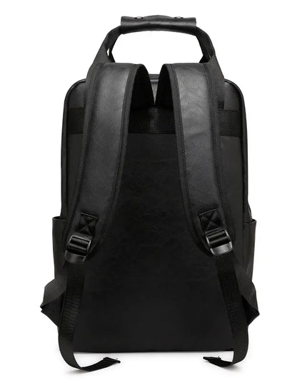 Schwarzer Rucksack in Leder-Optik für 15.6" Laptop & Business