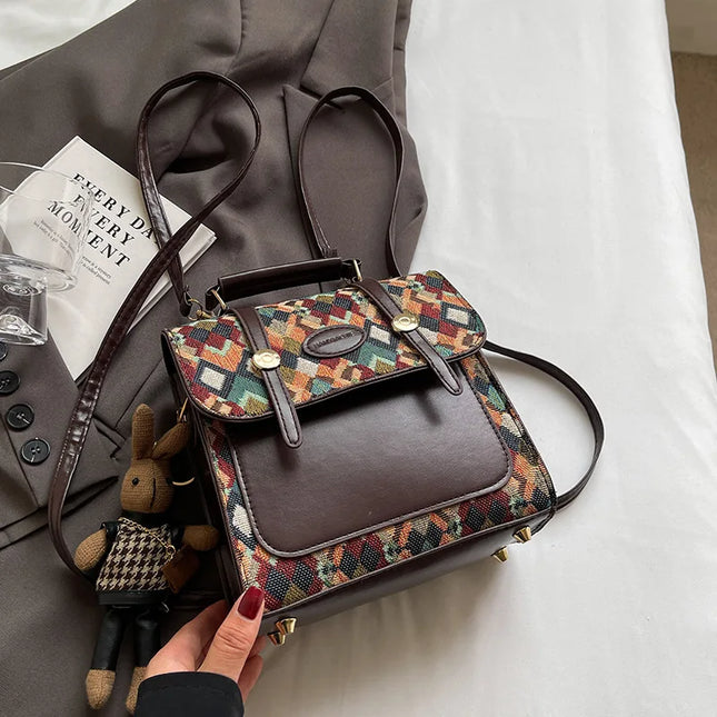 Vintage Lederrucksack mit Rauten-Steppung für Alltag & Reisen