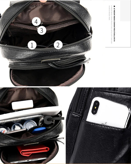 Schwarzer Leder Rucksack für Damen – Groß, weich & vielseitig