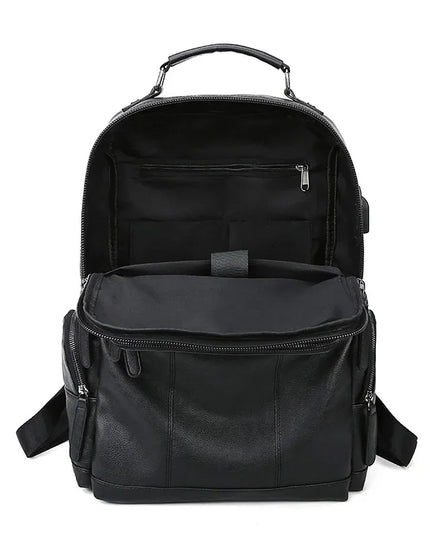 Robuster Herren Leder Rucksack Schwarz – Ideal für Reise & Alltag