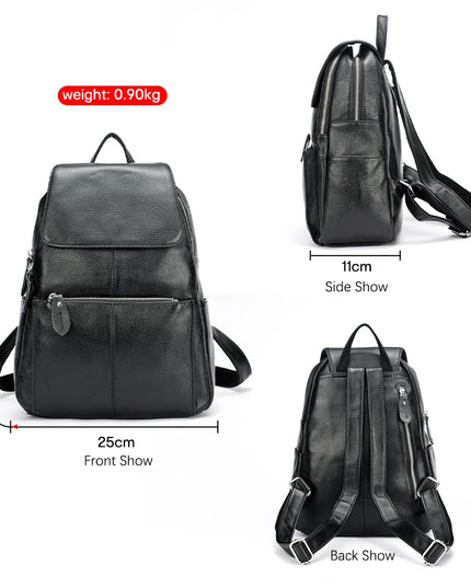 Stilvoller Damen Lederrucksack Weiß-Schwarz – Geräumig & Sicher