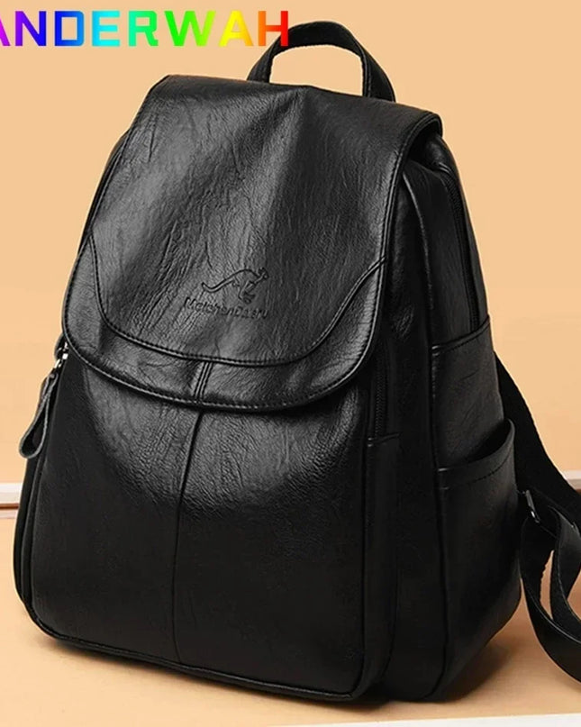 Weicher Leder Rucksack für Damen – Stilvoll für Alltag & Schule