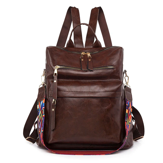 Eleganter Damen Leder Rucksack – Vielseitig für Schule & Freizeit