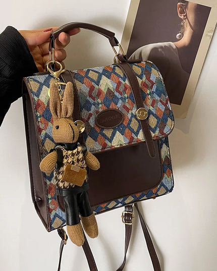Vintage Lederrucksack mit Rautensteppung – Dein vielseitiger Begleiter