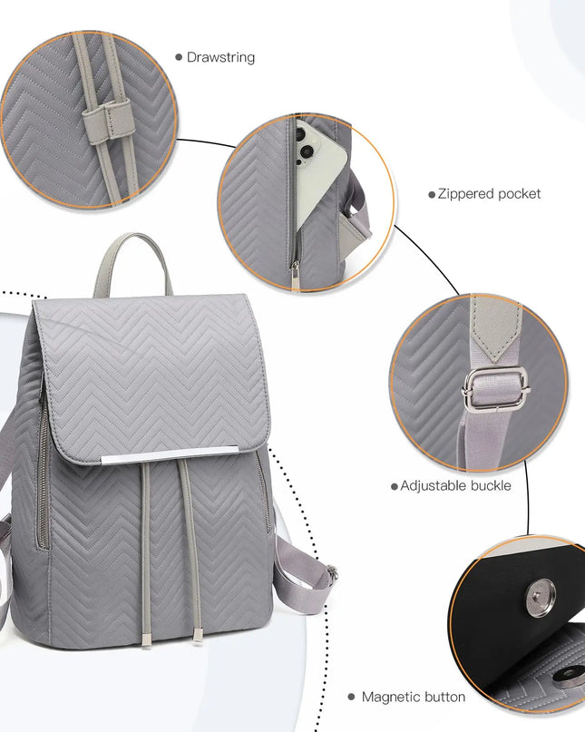 Miss Lulu Damen Lederrucksack – Eleganter Rolltop für Stadt & Schule