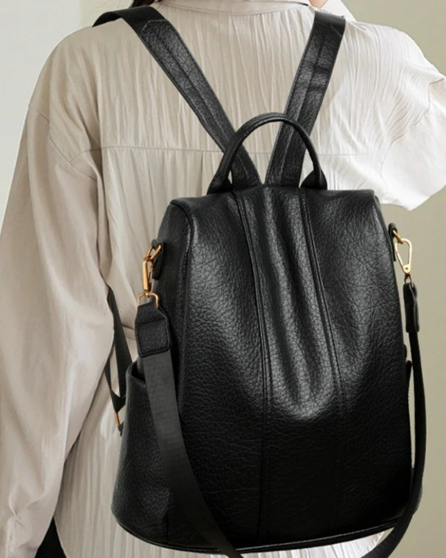 Anti-Diebstahl Leder Rucksack für Damen – Großes Fach, weich & lässig