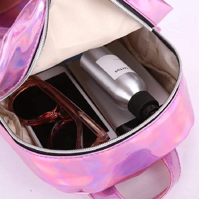 Holographischer Laser Rucksack in Leder-Optik – Stylisch & Wasserdicht