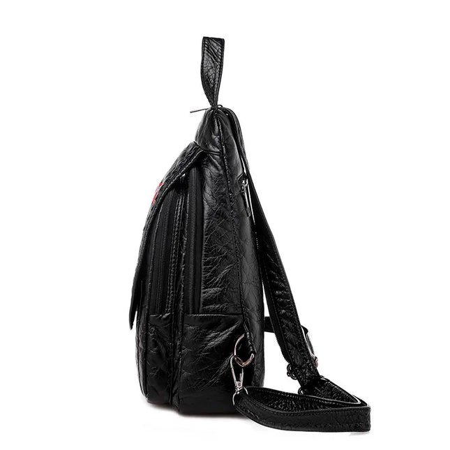 Kleiner Leder Rucksack für Damen – bestickt & ideal für Reisen