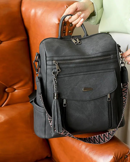 Retro Damen Lederrucksack – Groß, Wasserdicht & Diebstahlsicher