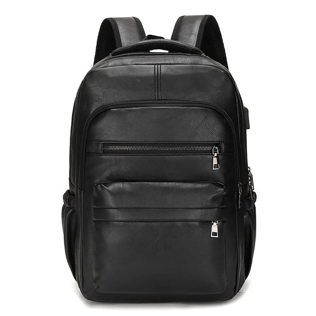 Leder-Rucksack für Herren mit USB-Ladefunktion und Laptopfach