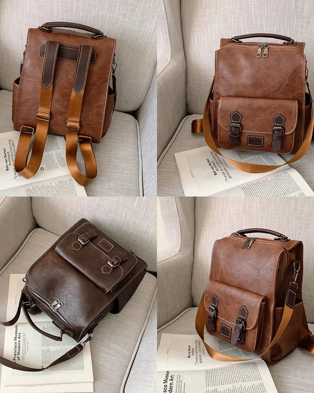 Vintage Lederrucksack Damen – Schultertasche für Alltag & Reise