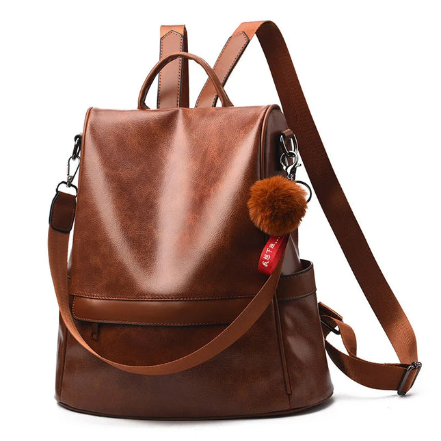 Vintage Lederrucksack für Damen – Stilvoll & Diebstahlsicher