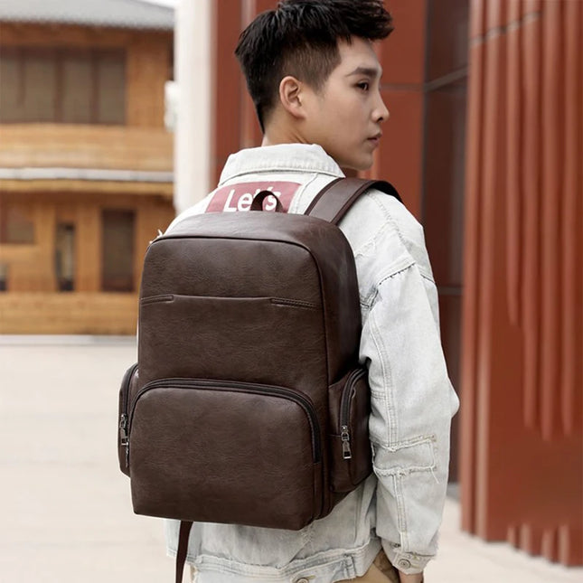 Business Rucksack in Leder-Optik für Herren – Büro, Laptop & Reisen