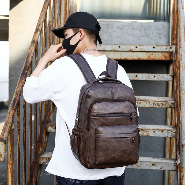Leder Rucksack mit USB-Ladefunktion & Laptopfach für Herren
