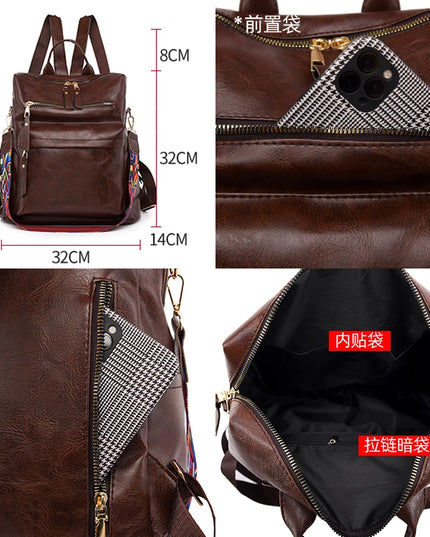 Eleganter Damen Leder Rucksack – Vielseitig für Schule & Freizeit