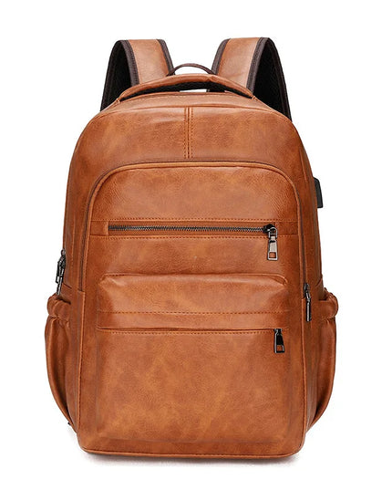 Leder Rucksack mit USB-Ladefunktion & Laptopfach für Herren