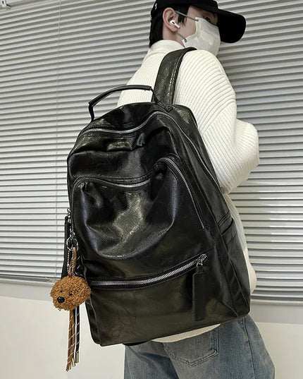 Retro Lederrucksack für Damen – Groß, Reise & Laptopfach