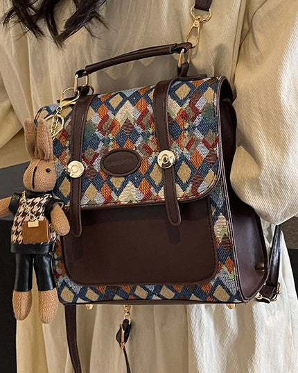 Vintage Lederrucksack mit Rautensteppung – Dein vielseitiger Begleiter