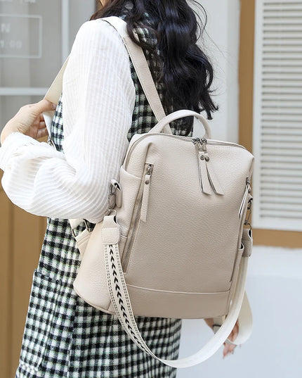Eleganter Leder Rucksack für Damen – Wandelbar & Wasserabweisend