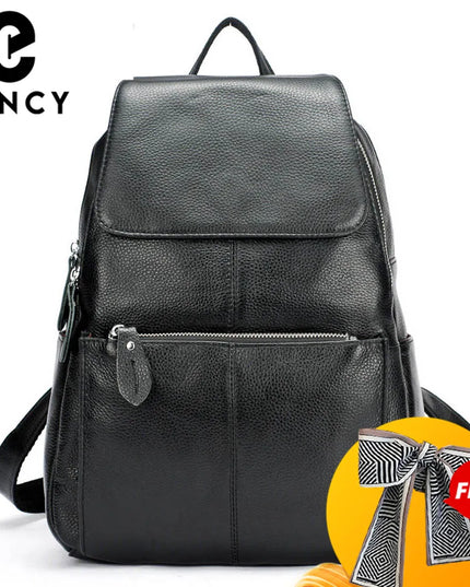 Stilvoller Damen Lederrucksack Weiß-Schwarz – Geräumig & Sicher