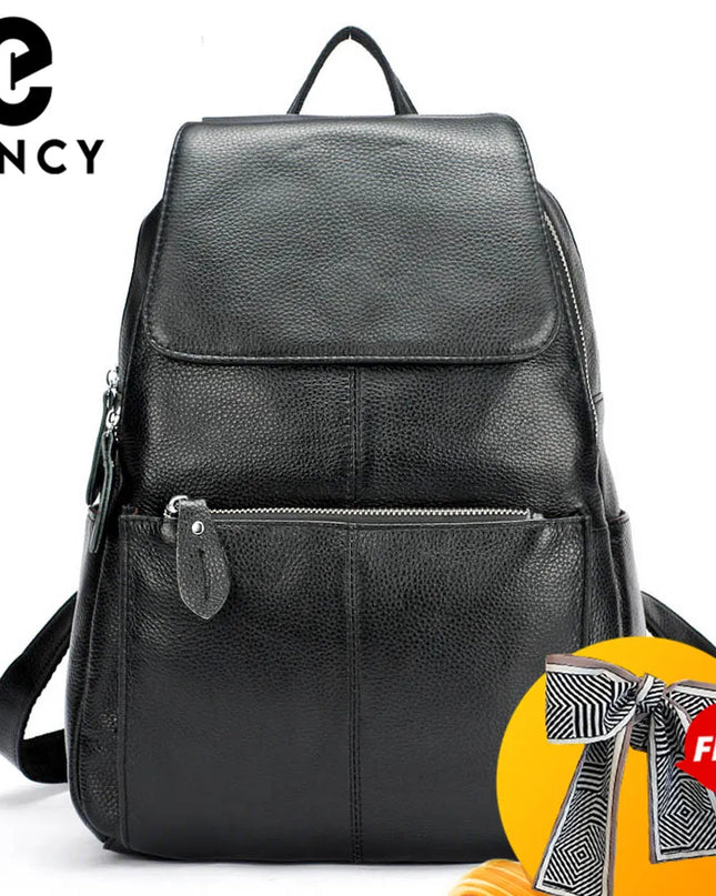 Zency Damen Lederrucksack Schwarz-Weiß – Diebstahlsicher & Geräumig