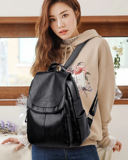 Damen Lederrucksack Vintage Stil – Groß & Vielseitig für Alltag und Reise
