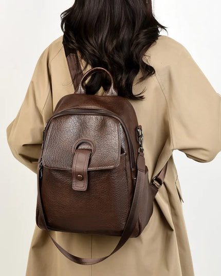 Eleganter 3-in-1 Leder Rucksack für Damen – Weich & Geräumig