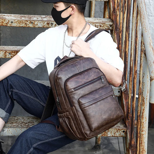 Leder Rucksack mit USB-Ladefunktion & Laptopfach für Herren