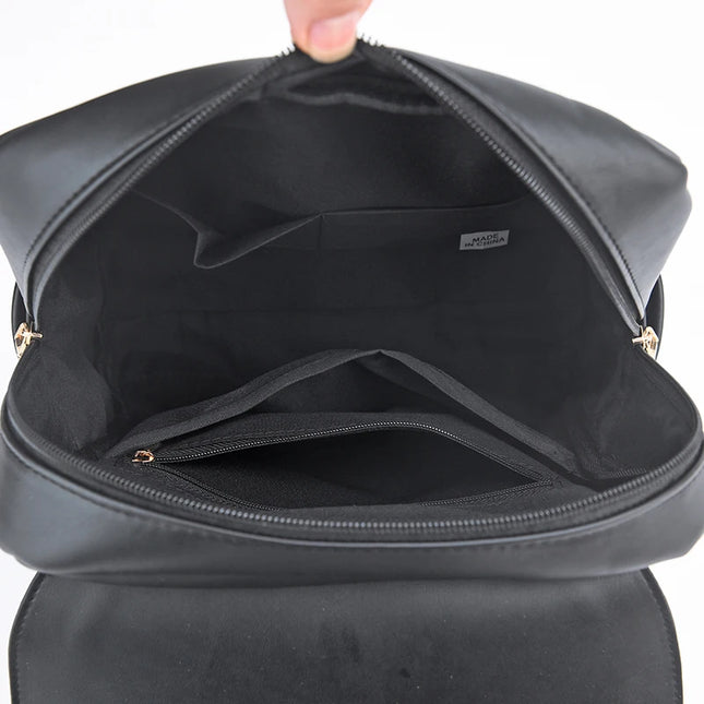 Leder Rucksack mit Klappe & Reißverschluss – Zweifarbig & Lässig