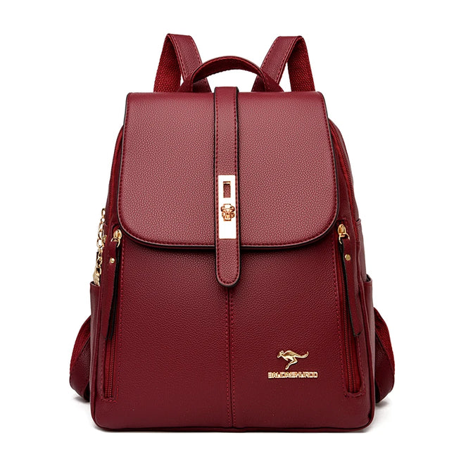 Schwarzer Lederrucksack für Damen – Vintage Stil & Alltagsbegleiter
