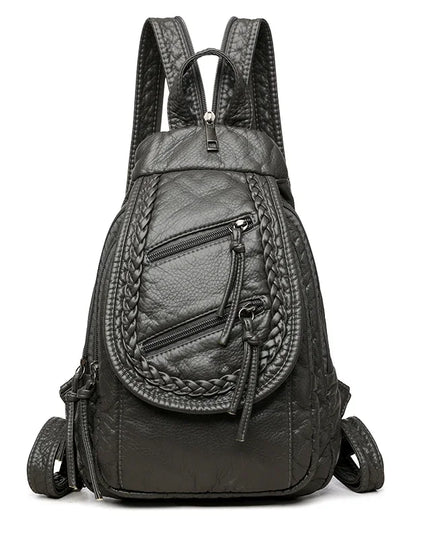Weißer Damen Lederrucksack: Klein, praktisch, viele Fächer