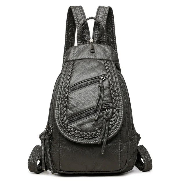 Weißer Damen Lederrucksack: Klein, praktisch, viele Fächer