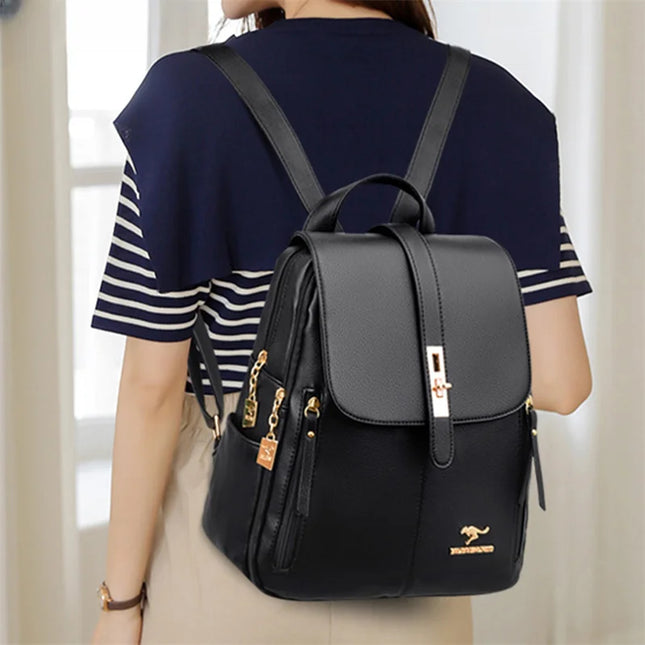 Lederrucksack Damen Schwarz – Vintage Stil für Alltag & Schule