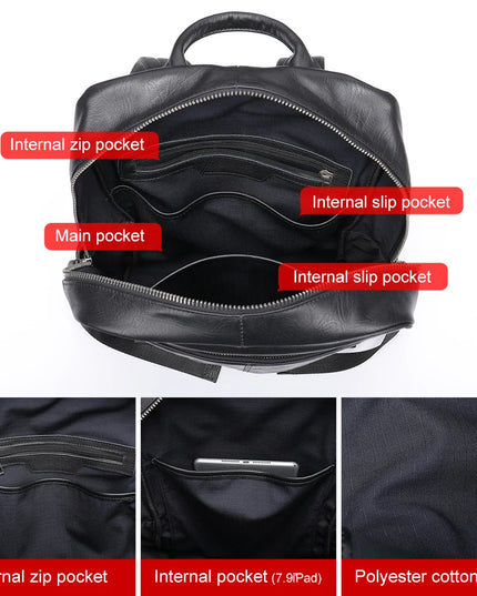 Herren Leder Rucksack mit Laptopfach 14 Zoll für Business & Alltag
