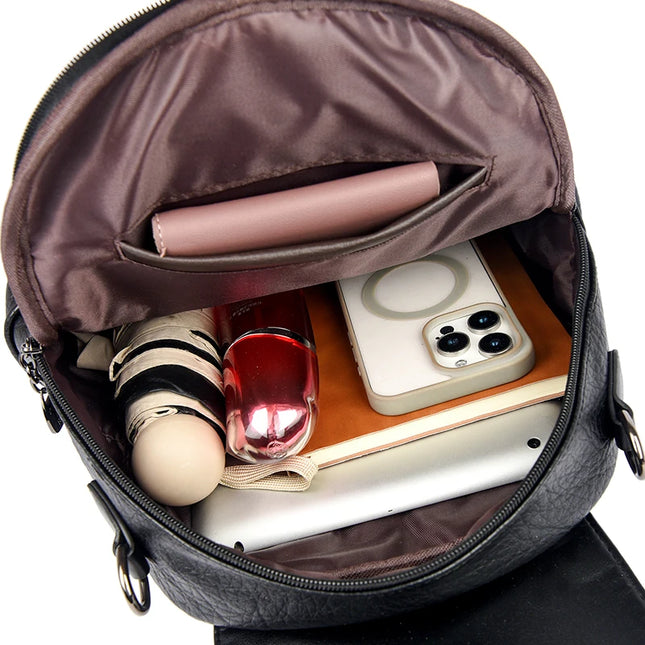 Vielseitiger Lederrucksack Damen: Rucksack & Schultertasche 2-in-1