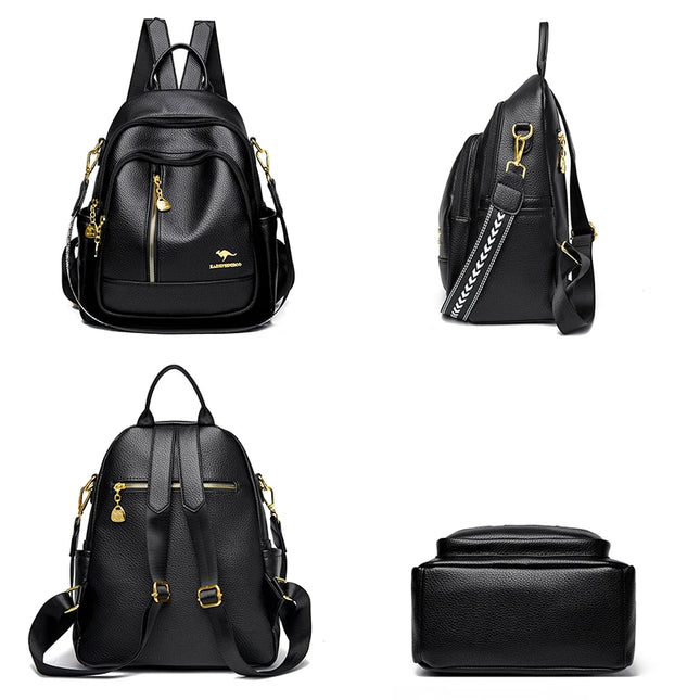 Vintage Leder Rucksack für Damen – Groß & Praktisch für Schule & Reise