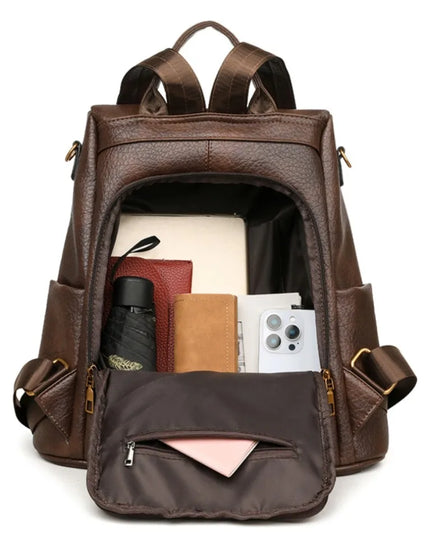 Damen Lederrucksack mit Diebstahlschutz – Großes Volumen für Alltag & Reise