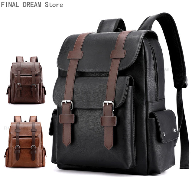 Vintage Leder Rucksack mit Schnalle – Geräumiger Begleiter für Reisen