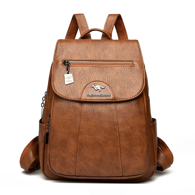 Damen Leder Rucksack Vintage – Weiche Schultertasche für Alltag & Reise
