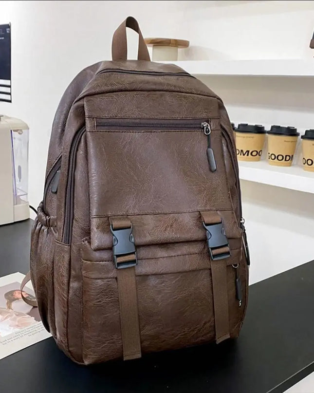 Klassischer Laptop Rucksack aus Leder-Optik für Damen & Herren