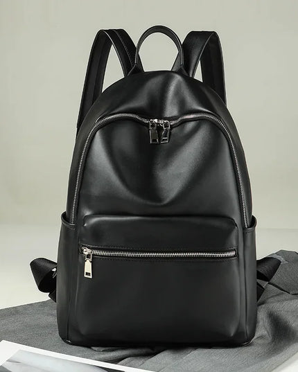 Schwarzer Damen Leder Rucksack – Groß & vielseitig für Uni & Reise