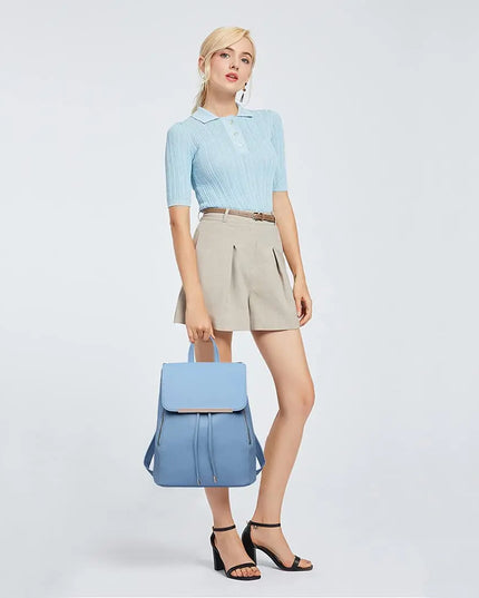 Miss Lulu Kunstleder Rolltop Rucksack für Damen – Stadt & Schule