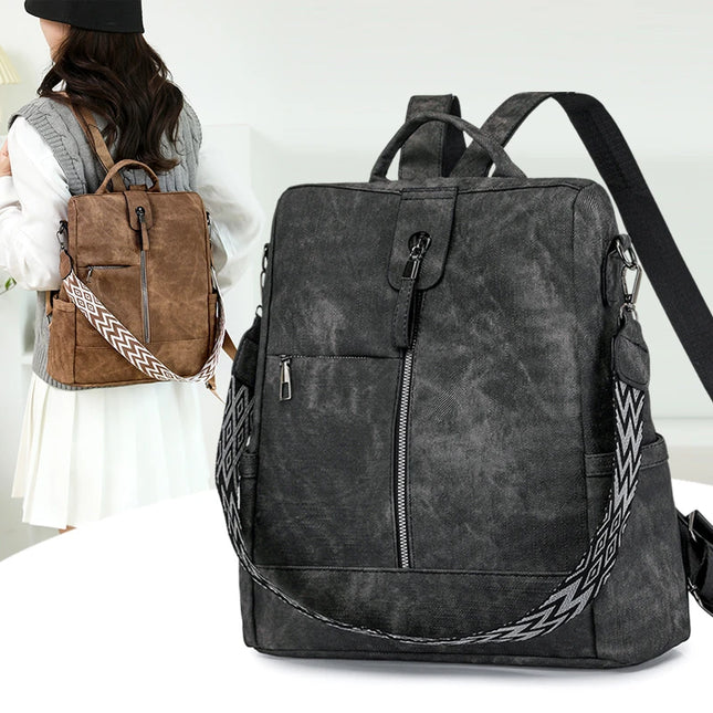 Leichter Damen Lederrucksack mit Diebstahlschutz für Reisen