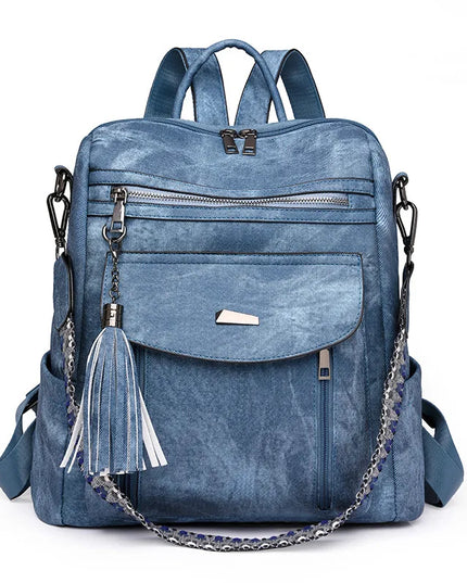 Retro Damen Lederrucksack – Groß, Wasserdicht & Diebstahlsicher